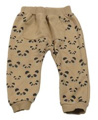 Hnědé tepláky s pandami