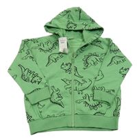 Nové - zelená propínací mikina s dinosaury a kapucí Pep&Co