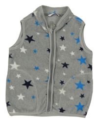 Šedá fleecová propínací vesta s hvězdami 