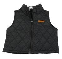 Černá šusťáková prošívaná zateplená vesta s nášivkou shein