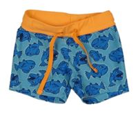 Modro-oranžové nohavičkové plavky s rybkami H&M