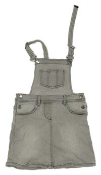 Šedé laclové riflové šaty s kapsami 