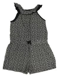 Černo-bílý vzorovaný kraťasový overal George