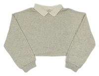 Šedá melírovaná crop lehká mikina s límečkem H&M