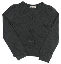 Tmavošedý melírovaný svetr s mašlemi H&M