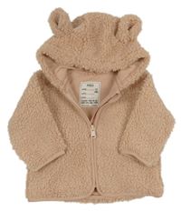 Růžová huňatá podšitá propínací mikina s kapucí M&S