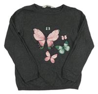 Tmavošedý svetr s motýlky H&M