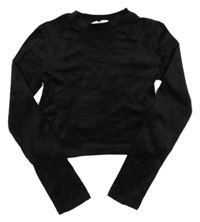 Černé sametové crop triko H&M
