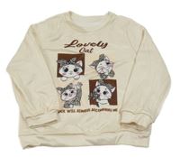 Smetanová mikina s kočičkami Shein