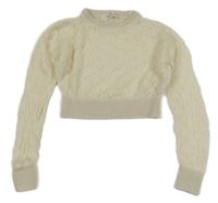 Smetanový vzorovaný crop svetr H&M