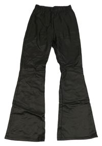 Černé koženkové zateplené flare legíny 