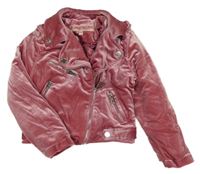 Růžový sametový zateplený crop křivák Urban