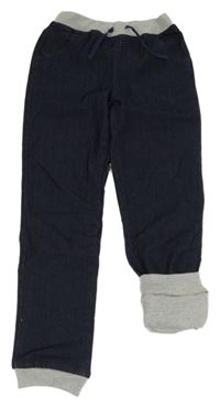 Tmavomodro-šedé podšité cuff rifle s úpletovým pasem john Baner