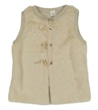 Smetanovo-béžová kožešinovo/pletená propínací vesta LC Waikiki