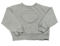 Světlešedá crop mikina se srdcem Primark