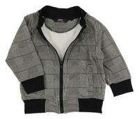 Černo-bílá kostkovaná propínací mikina Next