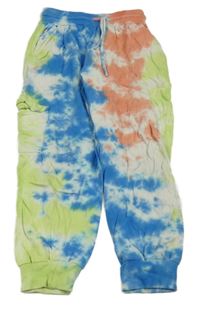 Bílo-barevné batikované tepláky 