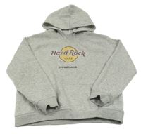 Světlešedá melírovaná mikina s kapucí - Hard Rock