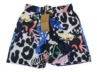 Nové - Černo-barevné vzorované plážové kraťasy Next