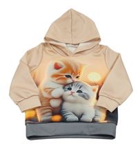 Světlerůžová mikina s kočičkami a kapucí 