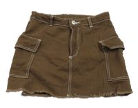 Hnědá riflová cargo sukně H&M