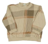 Béžovo-oranžová kostkovaná mikina H&M