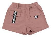 Starorůžové cargo kraťasy s nápisy Shein