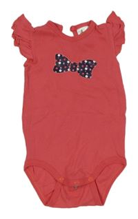 Růžové body s mašlí a volánky Papagino