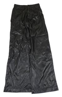Černé koženkové široké kalhoty H&M