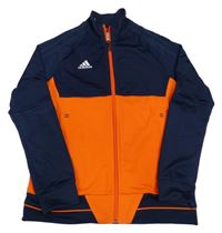 Tmavomodro-oranžová propínací sportovní mikina s logem Adidas