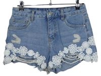 Dámské světlemodré riflové kraťasy s krajkou zn. Denim 