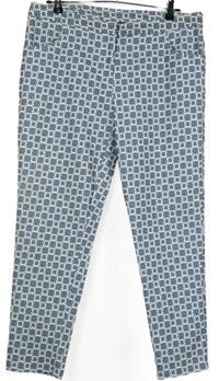 Dámské modro-bílé vzorované chino kalhoty New Look 