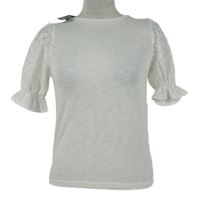 Nové - Dámské bílé úpletové tričko s madeirovými rukávy New Look 