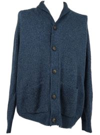 Pánský tmavomodrý melírovaný propínací svetr M&S