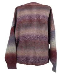 Dámský vínovo-modrý pruhovaný svetr TU 