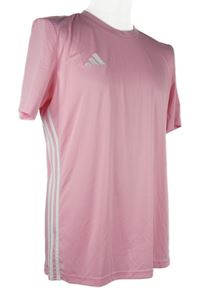 Pánské růžové sportovní funkční tričko s pruhy Adidas 