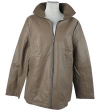 Dámská hnědá koženková bunda 