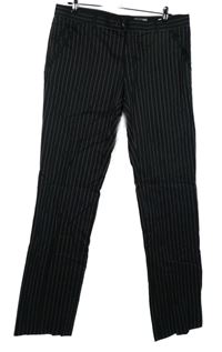 Pánské černé proužkované společenské kalhoty H&M vel. 36