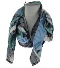 Dámská modro-zelená vzorovaná šála 