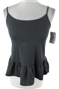 Nové - Dámský tmavošedý vzorovaný peplum top Camaieu 
