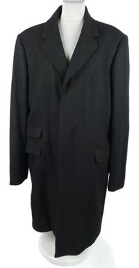 Pánský černý vlněný zimní kabát H&M