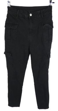 Dámské černé skinny rifle s kapsami Shein 