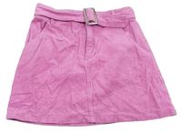 Růžová manšestová sukně s páskem Primark