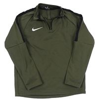 Khaki-černá sportovní funkční mikina s logem Nike