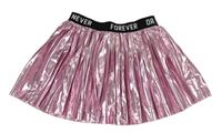 Růžová třpytivá plisovaná sukně s nápisem H&M