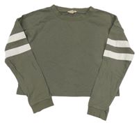 Khaki crop mikina s proužky zn. H&M