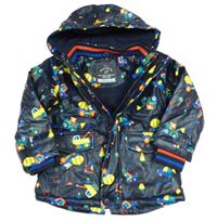 Černá nepromokavá zateplená bunda s auty a kapucí zn. George