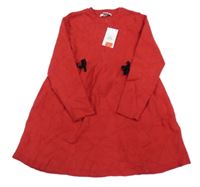 Nové - Červené pletené šaty s mašličkami Primark