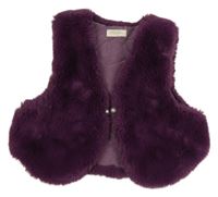 Fialová kožešinov zateplená vesta