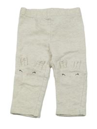 Smetanovo-vínové melírované teplákové legíny s králíčky H&M